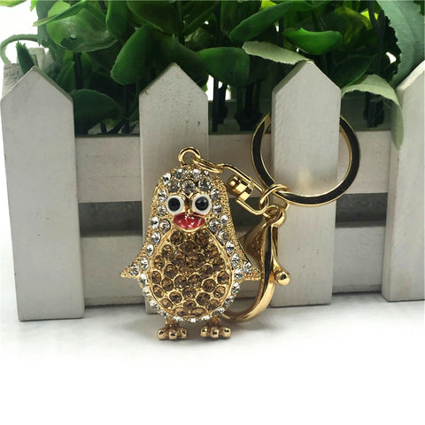 1Pc Fashion Rhinestone Penguin Keychain Pendent Crystal Purse Bag Key Chain For Women Bag Decor