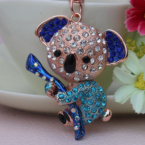 2014 New Design Koala Bear Crystal  Keychain Keyring Bag Purse Charm Key Chain Gift  Free Shipping YSK51