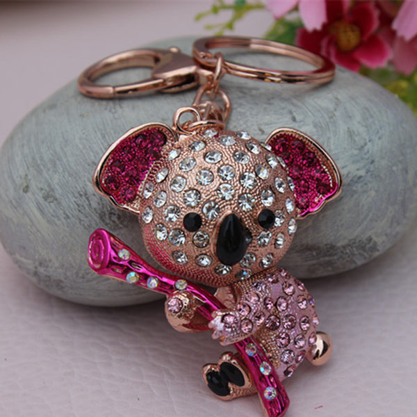 2014 New Design Koala Bear Crystal  Keychain Keyring Bag Purse Charm Key Chain Gift  Free Shipping YSK51