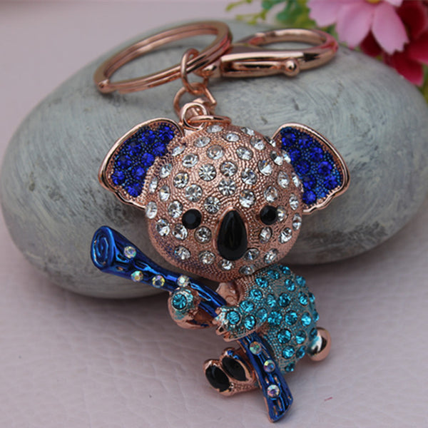 2014 New Design Koala Bear Crystal  Keychain Keyring Bag Purse Charm Key Chain Gift  Free Shipping YSK51