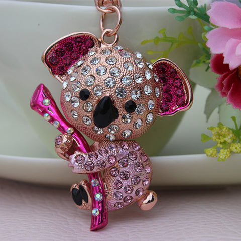 2014 New Design Koala Bear Crystal  Keychain Keyring Bag Purse Charm Key Chain Gift  Free Shipping YSK51