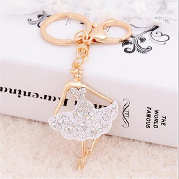 2015 Free Shipping Excellent Quality Brand New Rhinestone Crystal Fairy Angel Girl Pendant Purse Bag Charm Key Ring Keychain