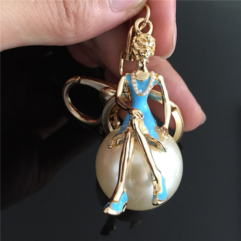 2015 High Quality Brand New Rhinestone Crystal Fairy Angel Girl Pendant Purse Bag Charm Key Ring Keychain