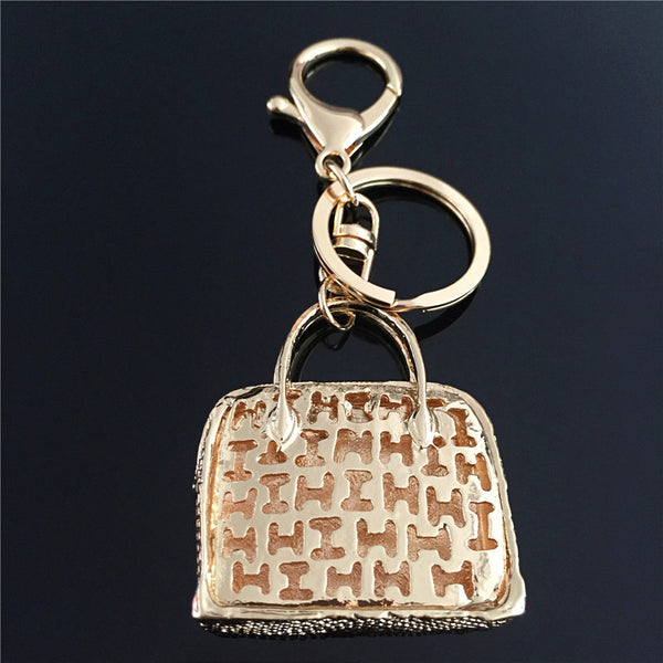 2015 Lovely Lady Women Handbag Keychain Golden Bag Pattern Fashion Charming Purse KeyRing Pendant Jewel Gift