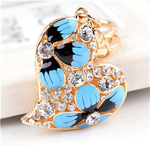 2016 Fashion Creative Women Purse Bag Jewelry New Arrival Hollow Heart Keyring Enamel Flowers Crystal Keychains Charm monchichi