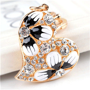 2016 Fashion Creative Women Purse Bag Jewelry New Arrival Hollow Heart Keyring Enamel Flowers Crystal Keychains Charm monchichi