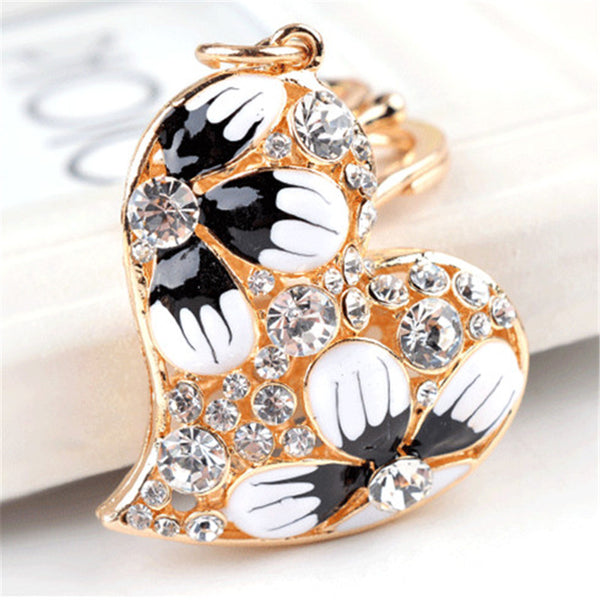 2016 Fashion Creative Women Purse Bag Jewelry New Arrival Hollow Heart Keyring Enamel Flowers Crystal Keychains Charm monchichi