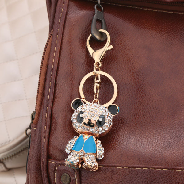 2016 Fashion Jewelry For Women Cute Bear Pendant Key Ring Crystal Rhinestone Car Key Chain Purse Handbag Charm Accessory Gift