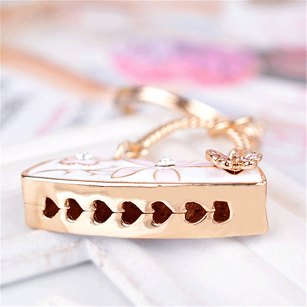 2016 Lovely Lady Handbag Keychain Delicate Realistic Flower Pattern Handbag Charming Purse KeyRings for Women Jewelry Gift