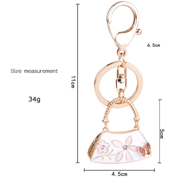 2016 Lovely Lady Handbag Keychain Delicate Realistic Flower Pattern Handbag Charming Purse KeyRings for Women Jewelry Gift