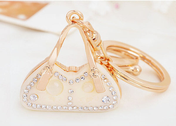 2016 Lovely Lady Women Handbag Keychain Gold Plated Bag Pattern Fashion Charming Purse KeyRing Pendant Gift