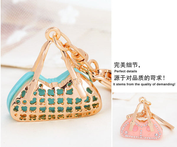 2016 Lovely Lady Women Handbag Keychain Gold Plated Bag Pattern Fashion Charming Purse KeyRing Pendant Gift