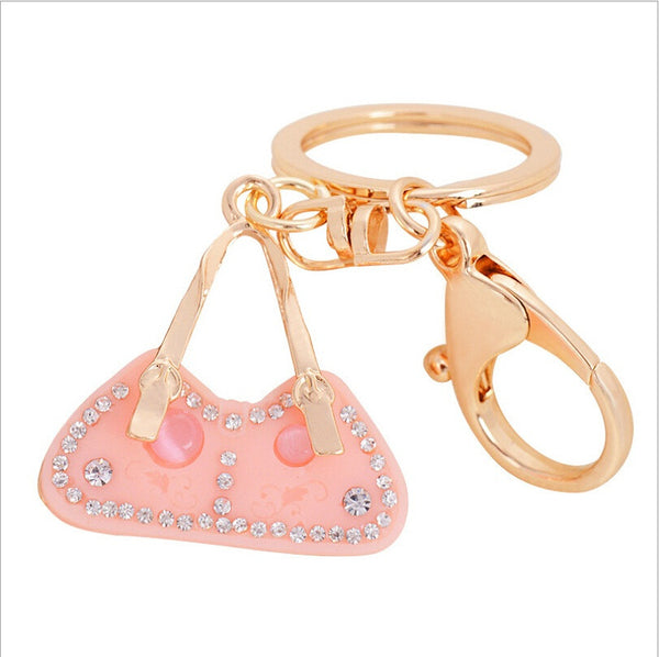 2016 Lovely Lady Women Handbag Keychain Gold Plated Bag Pattern Fashion Charming Purse KeyRing Pendant Gift