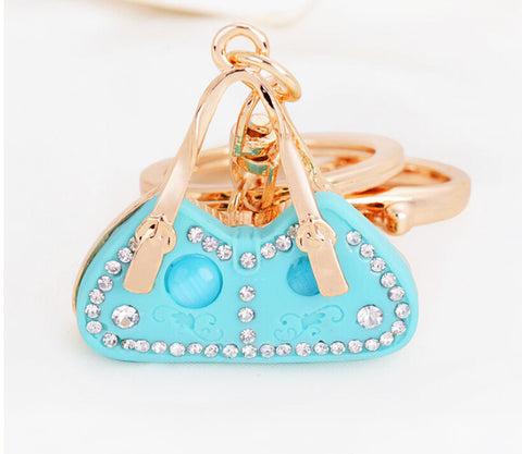 2016 Lovely Lady Women Handbag Keychain Gold Plated Bag Pattern Fashion Charming Purse KeyRing Pendant Gift