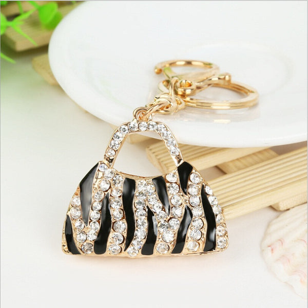 2016  Lovely Lady Women Handbag Keychain Golden Plated Bag Pattern Fashion Charming Purse KeyRing Pendant Jewel Gift