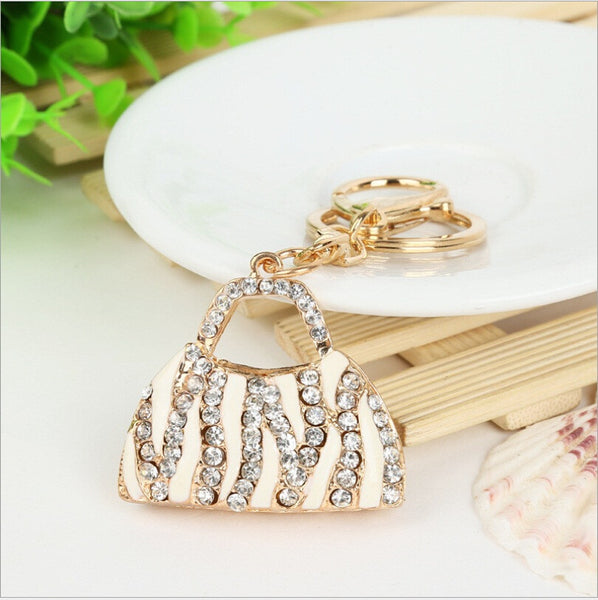 2016  Lovely Lady Women Handbag Keychain Golden Plated Bag Pattern Fashion Charming Purse KeyRing Pendant Jewel Gift