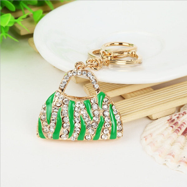 2016  Lovely Lady Women Handbag Keychain Golden Plated Bag Pattern Fashion Charming Purse KeyRing Pendant Jewel Gift