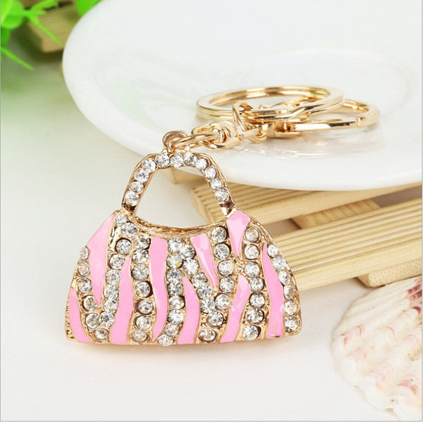 2016  Lovely Lady Women Handbag Keychain Golden Plated Bag Pattern Fashion Charming Purse KeyRing Pendant Jewel Gift