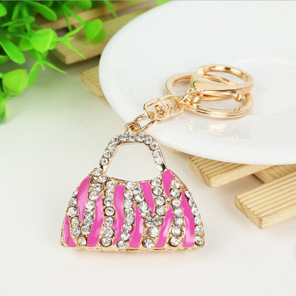 2016  Lovely Lady Women Handbag Keychain Golden Plated Bag Pattern Fashion Charming Purse KeyRing Pendant Jewel Gift