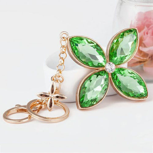 2016 New Fashion Clover Zircon Keychain Key Chain Sleutelhanger Keychains Key Chains Laduree Purse Charms KC96