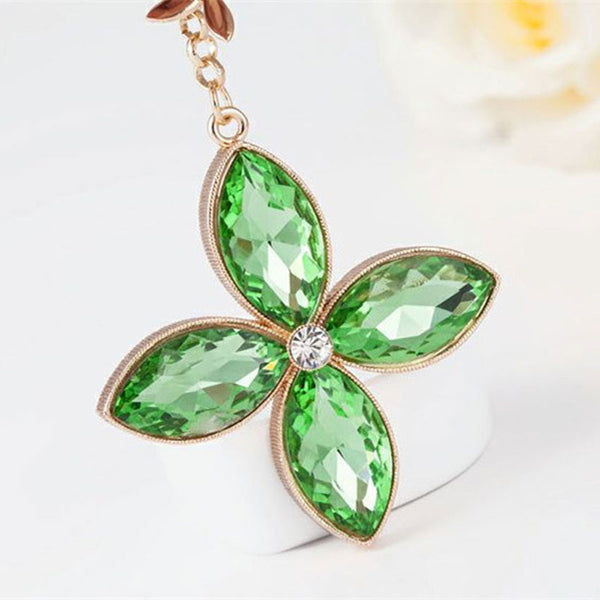 2016 New Fashion Clover Zircon Keychain Key Chain Sleutelhanger Keychains Key Chains Laduree Purse Charms KC96