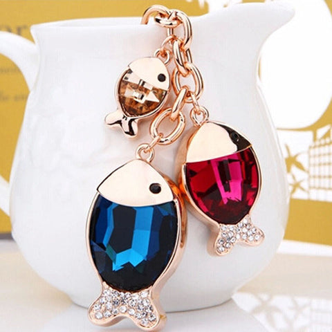 2016 New Fashion Fish Full Of Zircon Keychain Key Chain Sleutelhanger Keychains Key Chains Laduree Purse Charms KC83