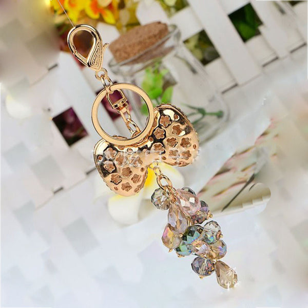 2016 New Fashion Rhinestone Butterfly Knot Keychain Key Chain Sleutelhanger Keychains Key Chains Laduree Purse Charms KC80