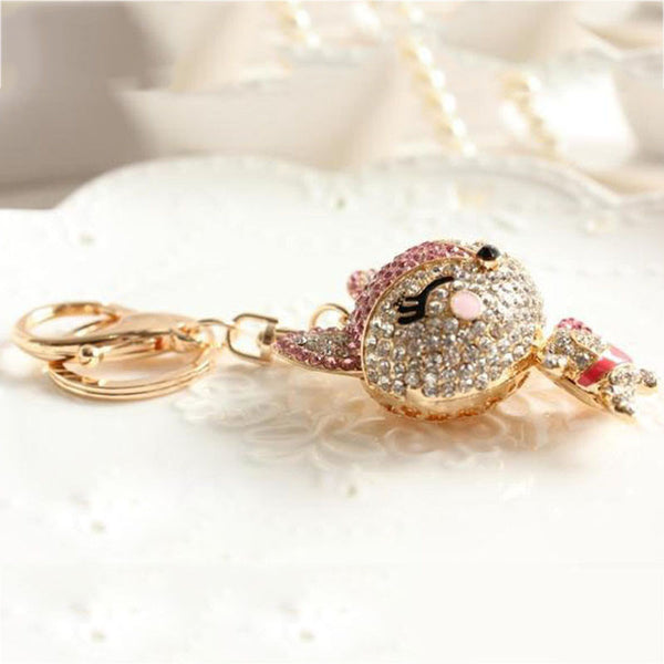 2016 New Fashion Zircon Fox Keychain Key Chain Sleutelhanger Keychains Key Chains Laduree Purse Charms KC95