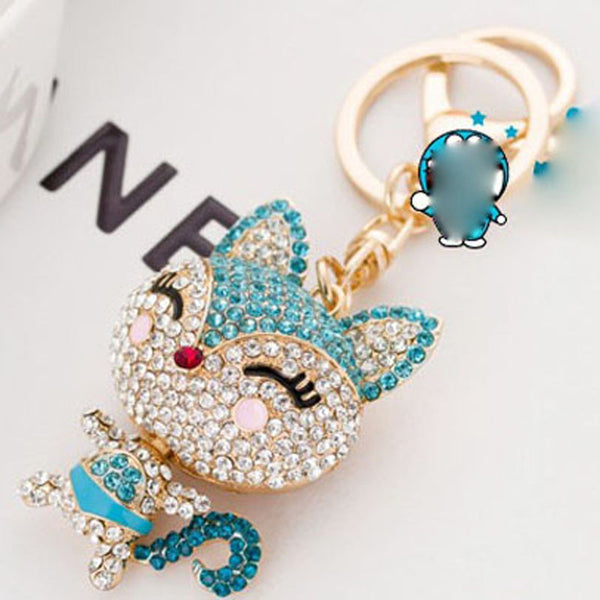 2016 New Fashion Zircon Fox Keychain Key Chain Sleutelhanger Keychains Key Chains Laduree Purse Charms KC95