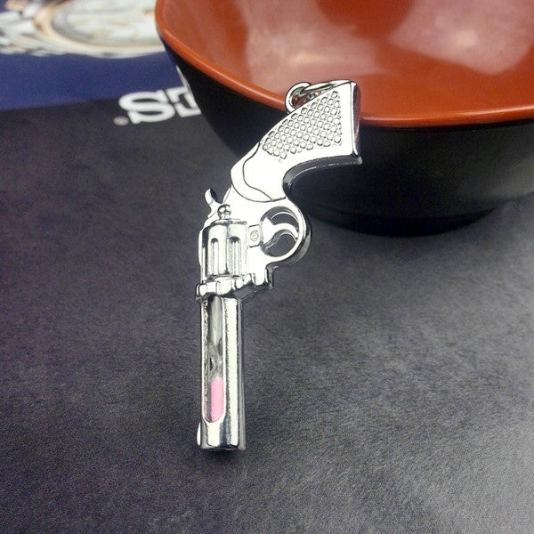 2016 cute metal gun pistol hourglass key chain ring keychain creative trinket novelty items best charm gift for women men PINK