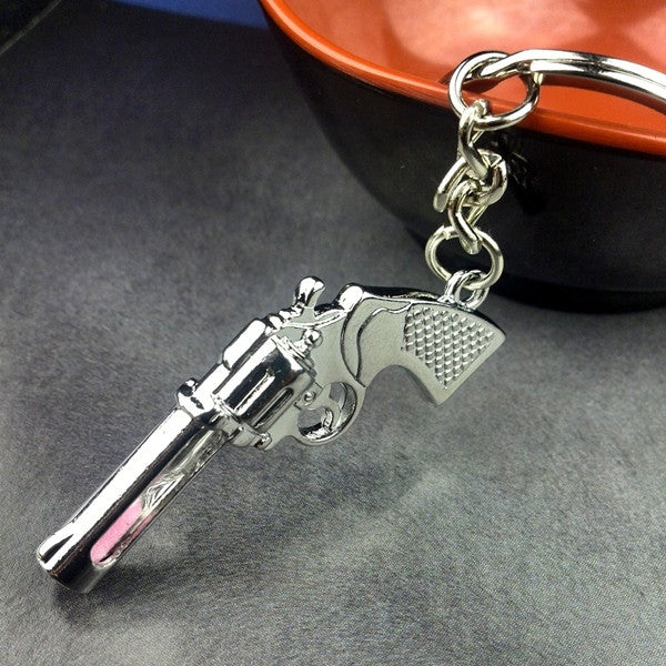 2016 cute metal gun pistol hourglass key chain ring keychain creative trinket novelty items best charm gift for women men PINK