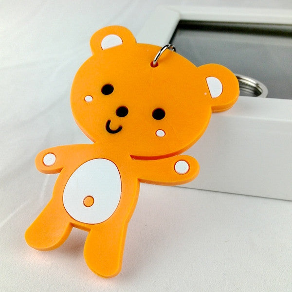 2016 new cute big rubber orange bear key chain ring anime keychain novelty  items creative trinket charm gift for women men kids