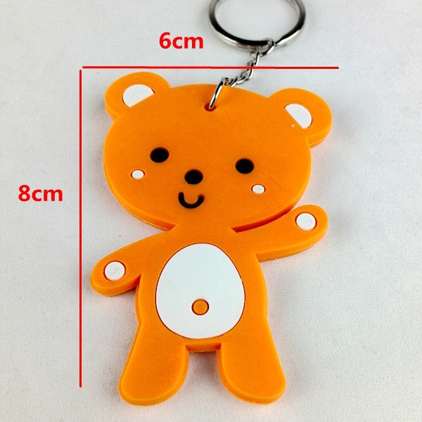 2016 new cute big rubber orange bear key chain ring anime keychain novelty  items creative trinket charm gift for women men kids