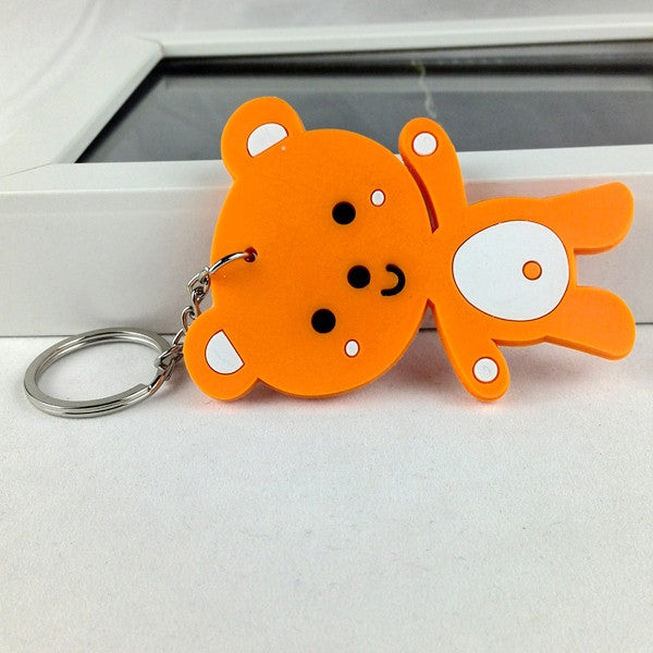 2016 new cute big rubber orange bear key chain ring anime keychain novelty  items creative trinket charm gift for women men kids