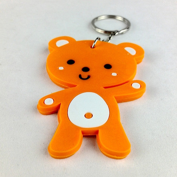 2016 new cute big rubber orange bear key chain ring anime keychain novelty  items creative trinket charm gift for women men kids