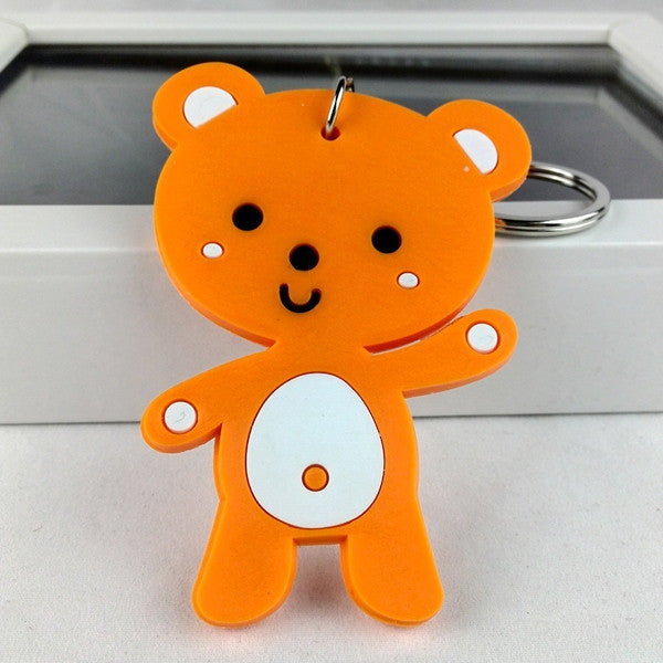 2016 new cute big rubber orange bear key chain ring anime keychain novelty  items creative trinket charm gift for women men kids