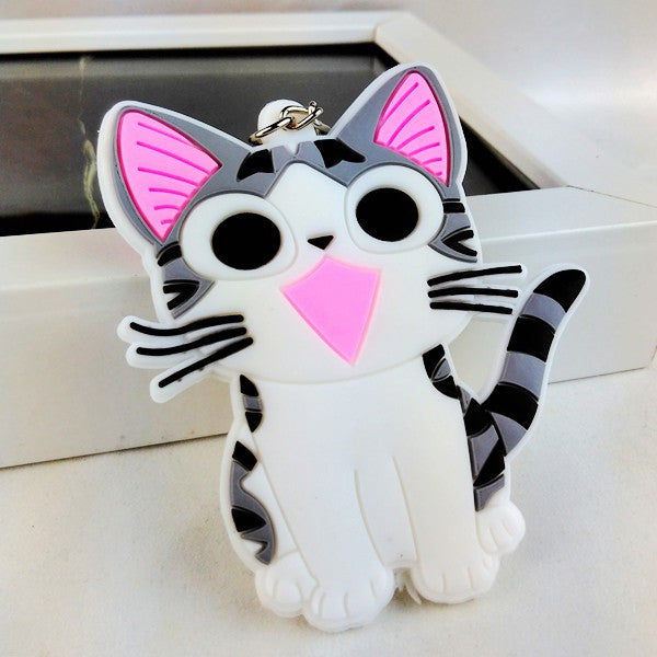 2016 new fashion big rubber cat key chain ring anime keychain novelty items creative trinket best charm gift for women men kids