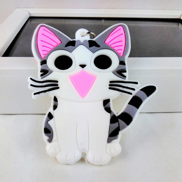 2016 new fashion big rubber cat key chain ring anime keychain novelty items creative trinket best charm gift for women men kids