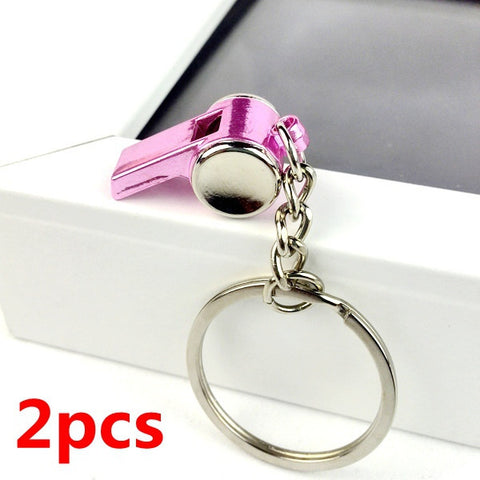 2pcs 2016 cute metal whistle key chain ring keychain creative trinket novelty items best charm gift for women men PINK