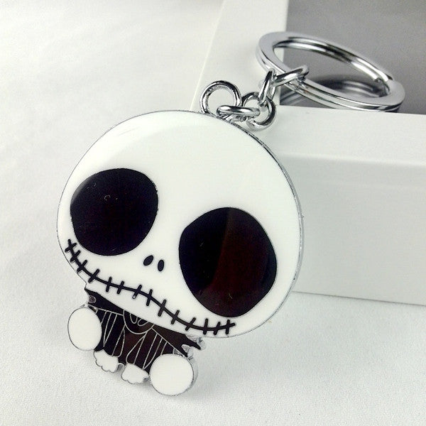 2pcs 2016 new cool cute metal skull key chain ring anime keychain novelty items creative trinket charm gift for women men kid