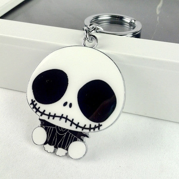 2pcs 2016 new cool cute metal skull key chain ring anime keychain novelty items creative trinket charm gift for women men kid