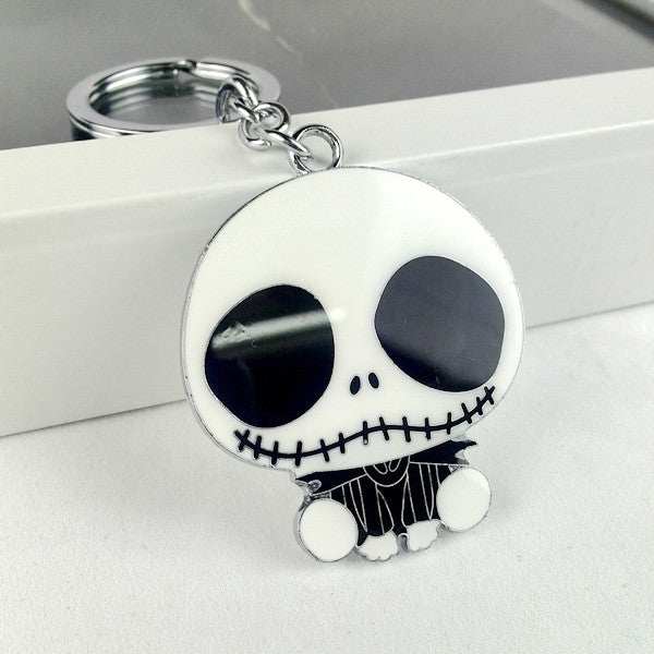 2pcs 2016 new cool cute metal skull key chain ring anime keychain novelty items creative trinket charm gift for women men kid