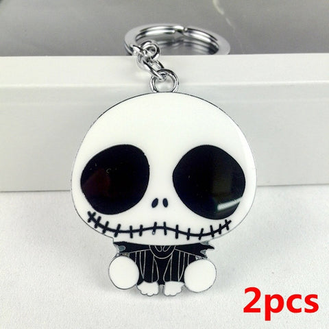 2pcs 2016 new cool cute metal skull key chain ring anime keychain novelty items creative trinket charm gift for women men kid