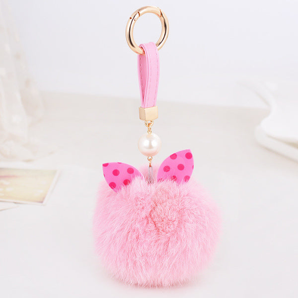 4 Colors Little Faux Fur Pom Pom Bow Key Chain Purse Charm Keychain Leather Strap Alibaba Wholesale