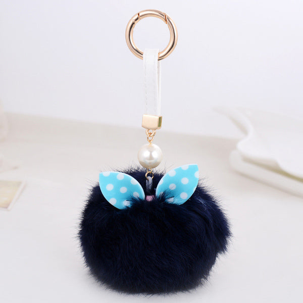 4 Colors Little Faux Fur Pom Pom Bow Key Chain Purse Charm Keychain Leather Strap Alibaba Wholesale