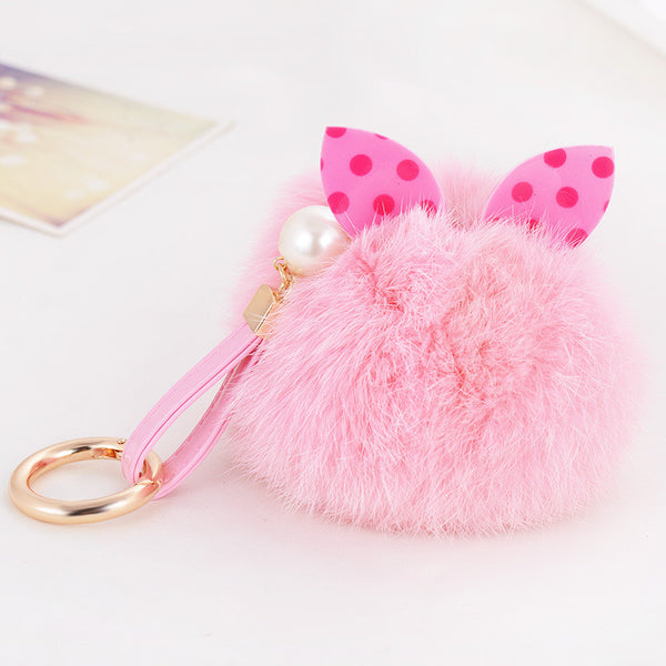 4 Colors Little Faux Fur Pom Pom Bow Key Chain Purse Charm Keychain Leather Strap Alibaba Wholesale