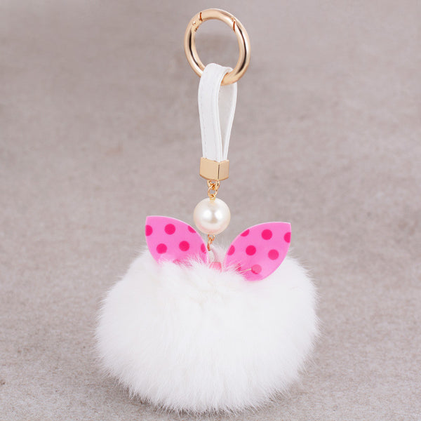 4 Colors Little Faux Fur Pom Pom Bow Key Chain Purse Charm Keychain Leather Strap Alibaba Wholesale