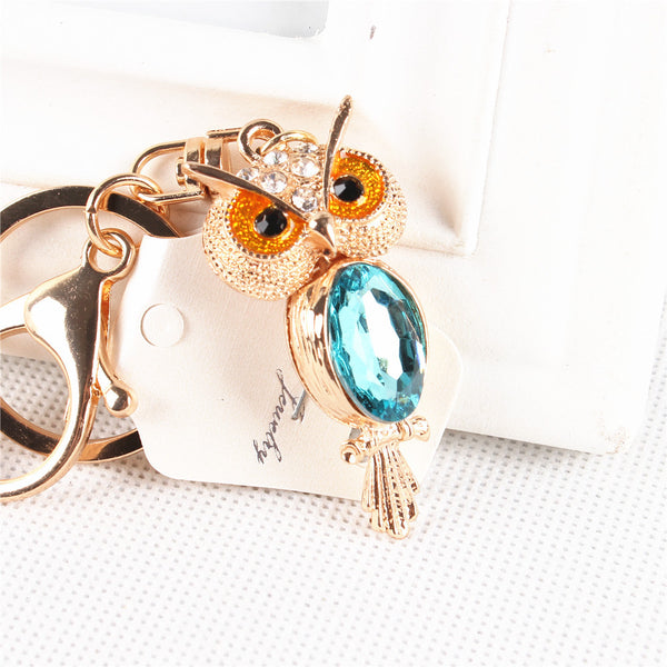 Animal Mini Owl Lovely Charm New Cute Crystal Pendant Purse Bag Key Ring Chain Creative Wedding Party Best Gift
