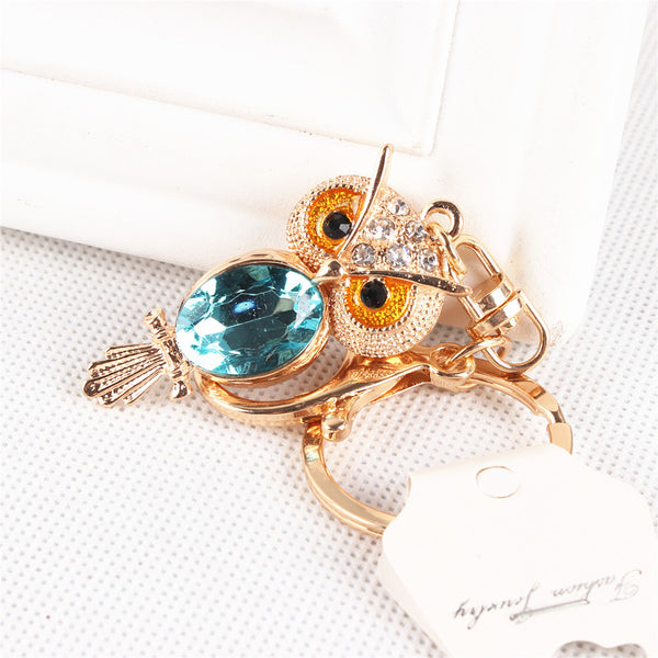 Animal Mini Owl Lovely Charm New Cute Crystal Pendant Purse Bag Key Ring Chain Creative Wedding Party Best Gift