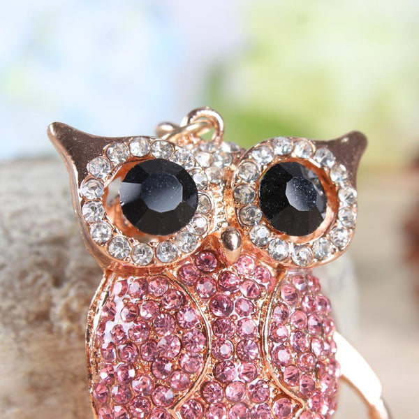 Animal Owl Branch Lovely New Cute Crystal Charm Pendant Purse Bag Car Key Ring Chain Wedding Party Jewelry Creative Gift